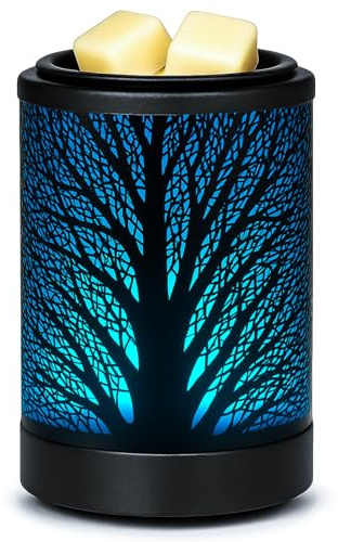 MeplLivs Wax Melt Warmer Electric Wax Warmer PTC Heating Plate with 7 Colors LED Changing Light Reusable Silicone Fragrance Warmer for Home Office Gifts & Decor