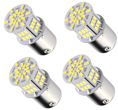 Bombilla LED P21W - 4 Pcs Bombillas 1156 Intermitentes del Coche 12V Blanco, W21/5W LED para Luces de Marcha Atrás, Intermitentes, Luces de Estacionamiento, para Motocicletas, Autocaravanas y Coches