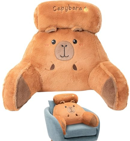 Yplkm Cojín Reposacabezas para Cama - Respaldo Capibara con Diseño Ergonómico | Soporte con Reposabrazos Integrados,Soporte Lumbar Cervical Adultos Niños Lectura Sofá Descanso