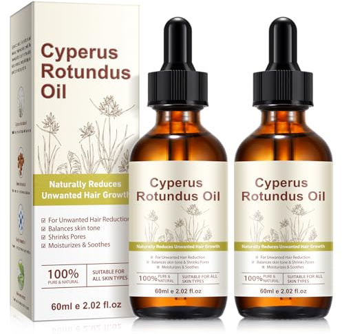 Cyperus Rotundus Oil for Hair Removal, Cyperus Rotundus Oil 60 ml, Inhibits Hair Growth, Reduces Body Unwanted Hair Growth, Shrink Pores, Hydrates, Soothes and Repairs Skin (60ml (Pack of 2))
