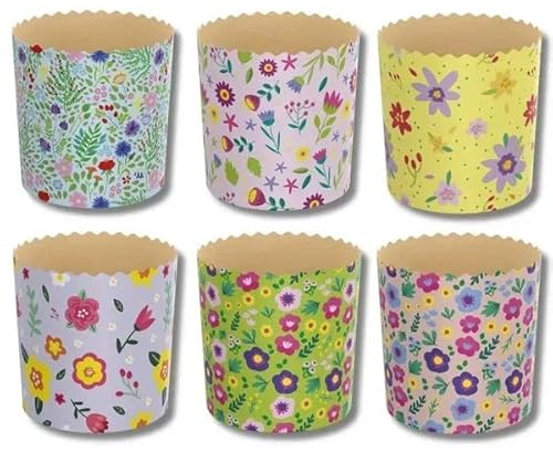 6pcs Baking Paper Molds for Easter Bread Cakes Panettone Paska Flowers 3 (110x85 mm)