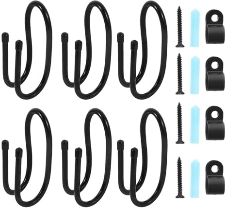GATHINESS Chain Link Fence Hooks 6Pcs Heavy Duty for Vacuum Hoses and Debris Skimmers – Multi-Function Outdoor Storage Hooks for Garden Tools and Pool Accessories
