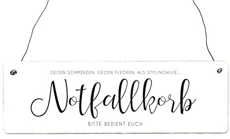 Interluxe Holzschild Shabby NOTFALLKORB Hochzeit Gäste Hinweis Aufforderung Party Feier