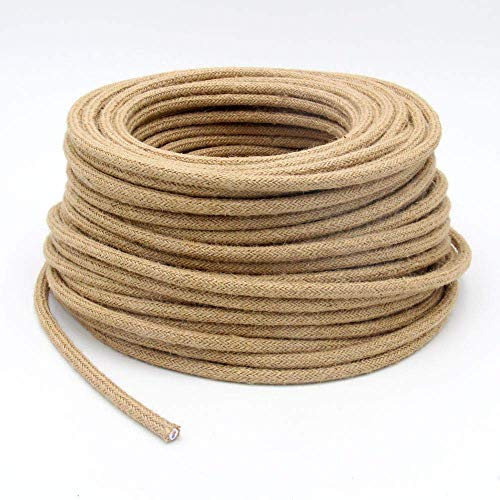 GreenSun textilkabel 2-ledare lampkabel – 2 x 0,75 mm² 10 m repkabel, tygtäckt, strömkabel, elkabel, 2 ledningar, elektriska kablar, lamphus, textiltygkabel för gör-det-själv pendellampa