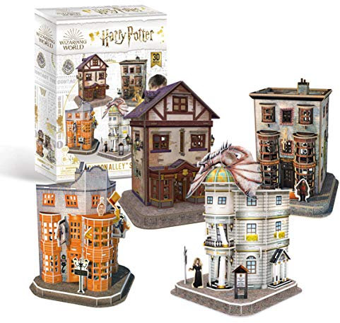 Harry Potter 7585 Diagon Alley 4 in 1 3D Puzzle Set, White Or Light
