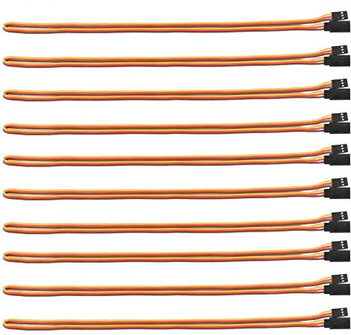 POFET 10pcs 100cm JR Style Servo Extension Cables, 3Pin Extension Cable 22AWG 60 Cores Wire Male to Female Futaba JR for Remote Control Aircraft