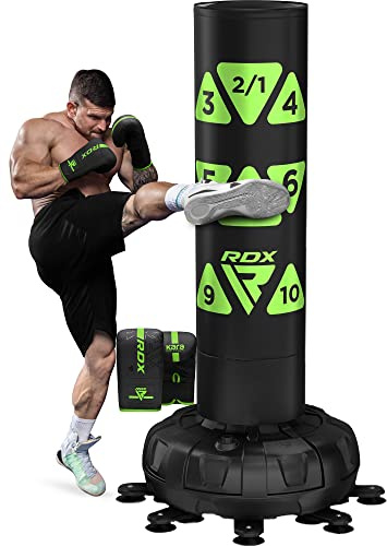 RDX 6FT 330LB Boxsack Stehend Erwachsene, Trainingshandschuhe und Überzug Set XXL Freistehender Standbxsack Boxing mit Saugfuß Freestanding Punch Bag für MMA Kickboxen Kampfsport