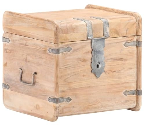 vidaXL Akazienholz Massiv Truhe Abschließbar Nachttisch Aufbewahrungsbox Holzkiste Nachtschrank Holztruhe Schatztruhe Schatzkiste 40x40x40cm
