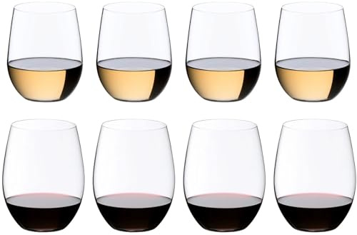 RIEDEL O Kauf 8 Zahl 6, 4 x Cabernet/Merlot 0414/0 & 4 x Chardonnay/Viognier 0414/05, hochwertiges Glas, 5414/50