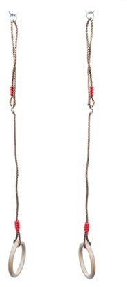 Gartenwelt Riegelsberger Set Professionelle Ringe aus Holz lackiert Turnringe Gymnastikringe Seilringe zum Aufhängen Ringe Ø190mm Gymnastik Fitness Training 120 kg