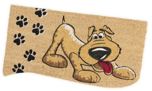 emmevi Fußmatte aus Kokos, 40 x 75, Rückseite aus Gummi, rutschfest, moderner Eingangsbereich, Modell Spring Hund