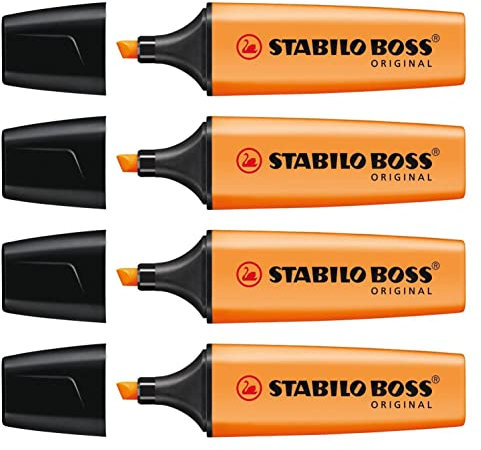 STABILO BoSS Textmarker, nachfüllbar, 2-5 mm, Orange, 4 Stück