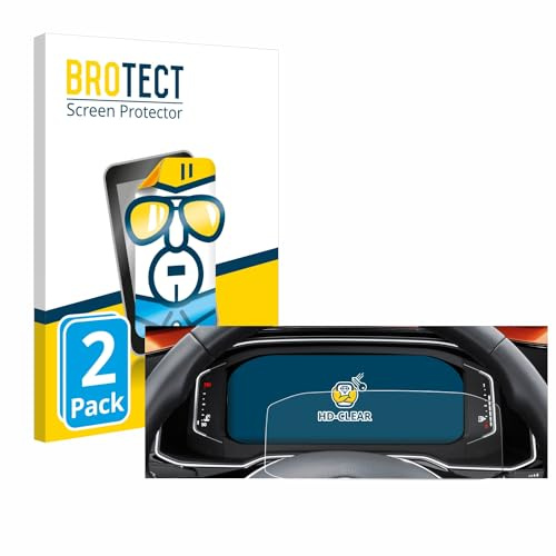brotect Film Protection pour Volkswagen Polo 6 Digital Cockpit Pro | 2 Pièces Clair Protection d'écran Made in Germany Anti-Rayures Transparent