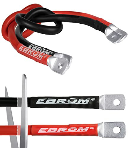 EBROM Hi-FLEX - Cavo per batteria altamente flessibile, rosso + nero, 12 V, 24 V, 36 V, 30 cm fino a 5 m, 10 mm² di corrente fino a 61 A, con 2 capicorda M8 per batterie di alimentazione, batterie di