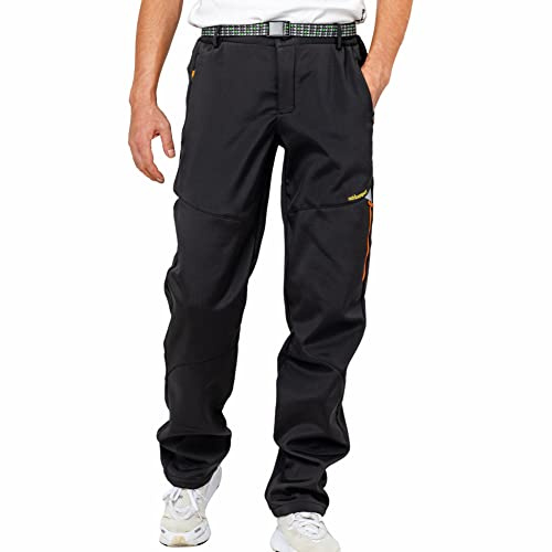 LY4U Hiver Sports de Plein Air Pantalon Hommes Chaud Polaire Doublé Randonnée Golf Pêche Cyclisme Pantalon Noir L