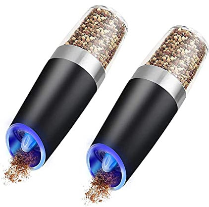 Macina Sale e Pepe Macina Sale Pepe Elettrico, Macine In Ceramica A Luce Led, Per Sale Marino, Peperoncino, Sesamo, Confezione Da 2 Spezie Peperoncino Macinapepe