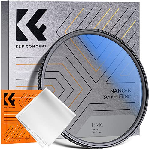 K&F CONCEPT 52MM Polarising Filter Circular Polarizing CPL, Ultra Slim, Japan Optics, Multi Coated, with Cleaning Cloth (Nano-K Series)