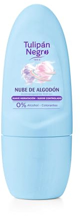 Tulipán Negro Antitranspirante Roll-on Nube de Algodón 50 ml, 0% Alcohol y Colorantes, Sudor Controlado