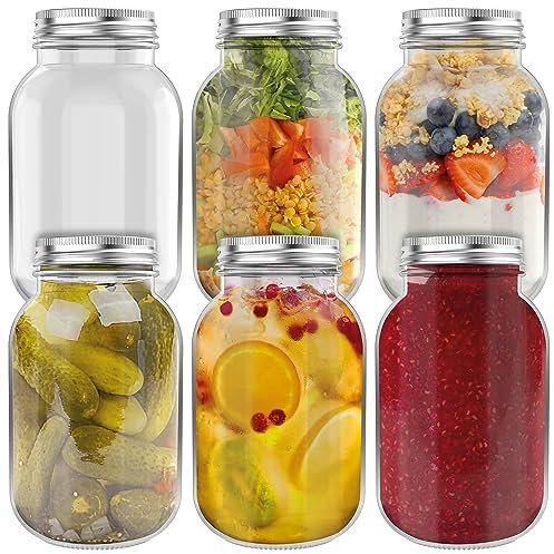 HEFTMAN Einmachgläser mit Schraubdeckel 1L - 6 Luftdicht Overnight Oats Gläser für Hausgemachte Marmelade, Babynahrung - Große Gläser mit Deckel, Mason Jar, Sauerteig Glas, Meal Prep Glas