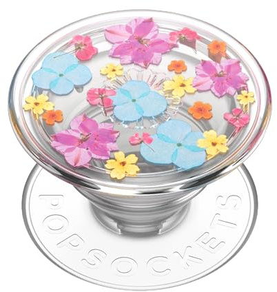 POPSOCKETS Poignée de téléphone avec béquille Extensible, Motif Floral délicat Transparent