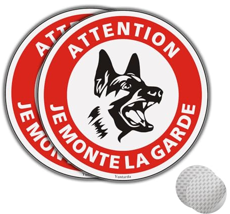 Hinweisschild Achtung auf den Hund Je Monte LA Garde You Penetration in diese Eigenschaft auf eigene Gefahr und Gefahr, Ø 167 mm, Metall aus Aluminium, reflektierende Beschichtung und UV-beständig