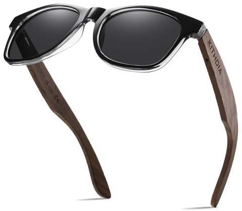 KITHDIA Holz Polarisierte Sonnenbrille Herren Damen Verspiegelt Original UV400-Schutz S5503