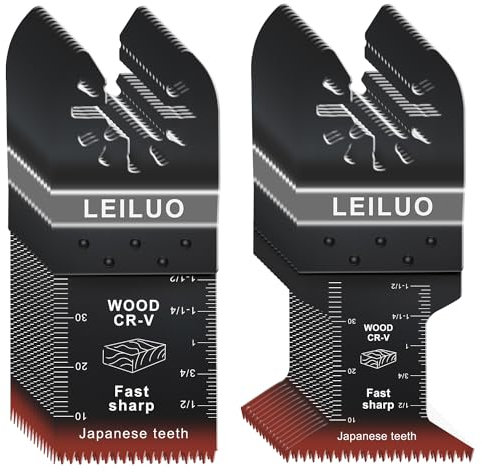 LEILUO 50 cuchillas multiherramienta, dientes japoneses, cuchillas oscilantes de corte rápido, material CRV, hojas de sierra oscilantes, accesorios universales con bolsa de almacenamiento para DeWalt