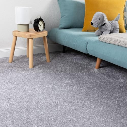 Steffensmeier Teppichboden Korsika Meterware | Auslegware für Kinderzimmer Wohnzimmer Schlafzimmer | Silber, Größe: 300x600 cm