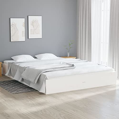 BaraSh Massivholzbett Bettgestell Bed Frame Bett Mit Bettkasten Hausbett Bett Massivholz Weiß 140x200 cm 820043