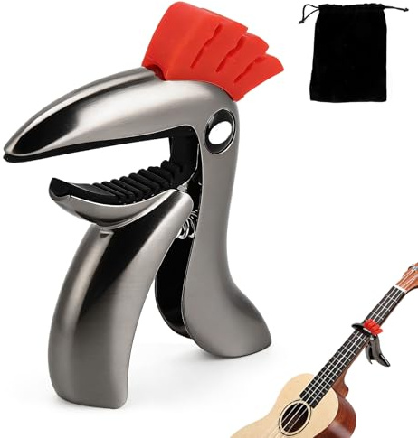 Guitar Capo for Acoustic and Electric Guitars, Alloy Bird Shape Acoustic Guitar Capo, Capo for 6 String Guitars, Bass,Mandolin, Ukulele(Bright Black)