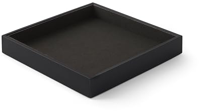 Eglooh - Minerva Large - Taschenleerer Leder Schwarz - Schreibtisch-Organizer - Ablagefach für Schlüssel, Schmuck, Schreibwaren, Smartphones - cm 21,5 x 21,5 - Made in Italy