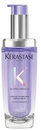 Kérastase Blond Absolu l’Huile Cicagloss, Stärkendes Pflege-Öl für blondes oder blondiertes Haar, Reparierende und stabilisierende Haarpflege mit Hitzeschutz, Nachfüllbarer Flakon, 75 ml