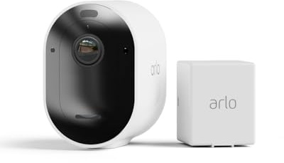 Arlo Pro 5 Security Outdoor Wireless with Rechargeable Battery, 2K Outdoor Camera Kit, Dual-Band Wifi, Battery Operated, Free Trial of Secure, Advanced Colour Night Vision, 1 Camera, White