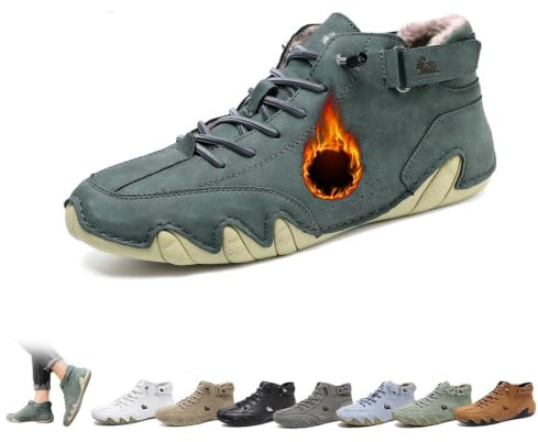 Italienska handgjorda höga stövlar Unisex Outdoor All-terräng Minimalistiska Beck-skor Lättviktsventilerande Halkfria Casual Barfotaskor for vandring Camping & kör Chukka-stövlar(Green Velvet,38 EU)