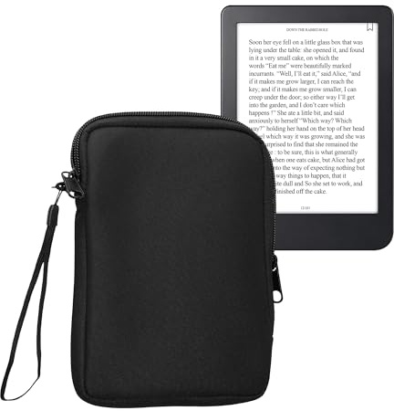 kwmobile Funda Universal para E-Book - Estuche de Tela con Cierre de Cremallera para Libro Electrónico de 7 Pulgadas - Bolsa Protectora para Ebook con Correa de Mano