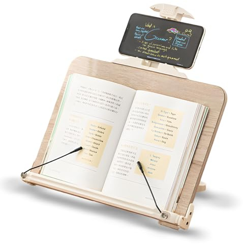 ACTOYS Atril para Libros, con 16 Alturas Ajustables, Atril Estudio, Soporte para Libros, Tabletas, Portátiles, Partituras y Cuadernos, Atril Madera para Estudio, Oficinas, 33,5 x 28 cm