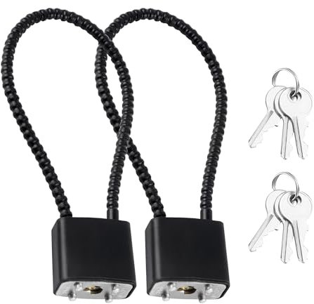 2 Stück Kabelschloss mit Schlüssel, Hochsicherheitsschloss, Robustes Vorhängeschloss für Koffer, Tor, Fahrrad, Schließfach, Werkzeugkasten, Schwarz,28 cm