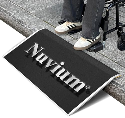 Nuvium 15.4 L x 32 W Threshold Ramp for Doorways, Portable, Anti-Slip Ramps for Wheelchairs for Home, 700 LBS Load Capacity, Aluminum Door Ramp and Curb Ramp for Scooters, Power Chairs, Walkers