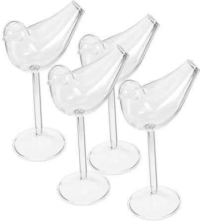 ABOOFAN Copas De Cóctel Ahumadas De Vidrio Artesanal 4 Piezas Tamaño Compacto Diseño De Pájaro Práctico Para Hogar y Restaurante