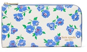 kate spade new york Women's Devin Springtime Blooms Embossed Saffiano Leather Zip Around Continental Wallet, Cream Multi, One Size