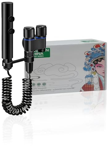 Douchette de Toilette pour Bidet Douchette Toilette WC Pulvérisateur de Bidet à Main, Kit WC avec Tuyau de Télescopique de 2m et Double Vanne de Contrôle (Black-i)