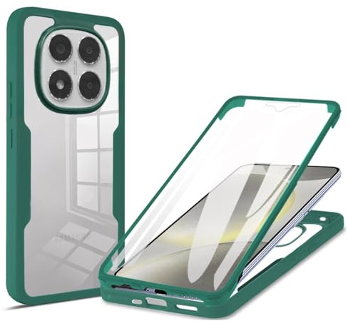 UPLAI Transparente Funda para Xiaomi Redmi Note 14 Pro+ Plus 5G, 360° Grado Militar Antigolpes Carcasa Protector de Pantalla Incorporado, Ultradelgado PC + TPU Estuche Caso. Verde