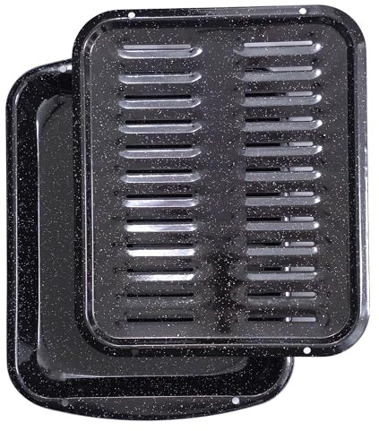 Broiler Pan for Oven Nonstick 16.75” x 13” Porcelain Nonstick Coated - Broiling Pan for Oven Withstands Heat up to 550° F - Heavy Duty Broil Pans and Rack Circulates Heat and Drains Fat (Speckled)