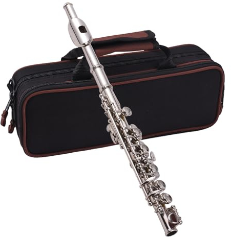 Btuty Piccolo Instrument White Copper Nickel Plated C Key Piccolo Flute for Beginners Students with Hard Case Cleaning Rod Cloth and Gloves