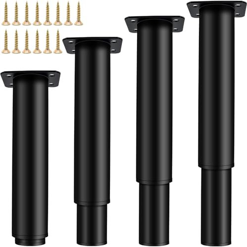 Roellgs 4 Pcs Adjustable Furniture Legs, Metal Adjustable 15-27cm Kitchen Sofa Table Chair Desk Cupboard Cabinets Replacement Legs Feet Support for Cabinet Furniture Sofa (Adjustable height 15-27cm)