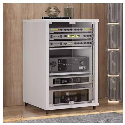 pieds enceintes Équipement sonore de scène, support d'amplificateur Audio et vidéo, armoire d'aviation, armoire d'amplificateur multicouche en bois massif pieds pour enceintes(Blanc,55*57*80cm)