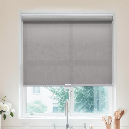Tenda a rullo senza fili, con filtro della luce, per finestre, isolamento termico, facile da installare, tende velate per camera da letto e porta dell'ufficio (perla/sabbia, 50 cm di larghezza x 135