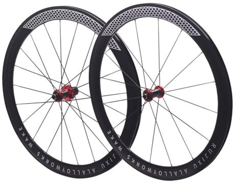LSRRYD Vorder- Und Hinterräder 700C Rennrad-Radsatz 30/40/50MM Doppelwandige Fahrradfelgen C/V/Felgenbremsnabe 7/8/9/10/11/12-Gang-Kassette 100/130MM Schnellspanner(Red Hub,50mm)
