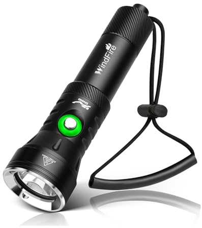 WindFire Torcia subacquea super luminosa, torcia ricaricabile per immersioni subacquee - Torcia subacquea con indicatore di alimentazione e 4 modalità, luci subacquee impermeabili per immersioni