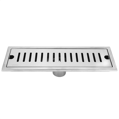 Topolenashop Scarico a Pavimento Rettangolare 30x10 cm in Acciaio Inox AISI 304 – Griglia Doccia Removibile – Antiodore e Antiruggine – Filtro per Bagno, WC, Vasca e Piastrelle | 3213961